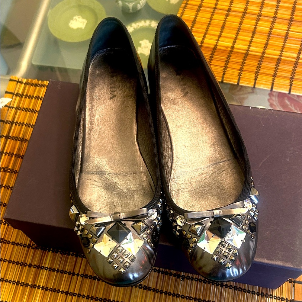Black Prada Studded Flats